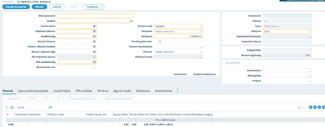 Smartfront ÁFD 5.12 > Beszállítói számla: előleg és végszámla > Beszállítói előlegszámla.jpg